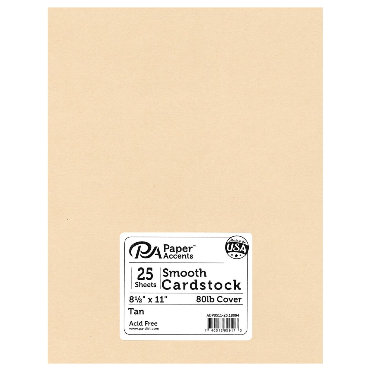 Accent Design Paper Accents Smooth Cardstock 8.5" x 11" Tan, 80lb colored cardstock paper for card making, scrapbooking, printing, quilling and crafts, 25 piece pack